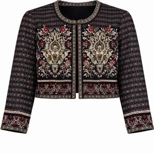 Soft Surroundings Beaded Embroidered Cropped Jacket Boho Statement - Small